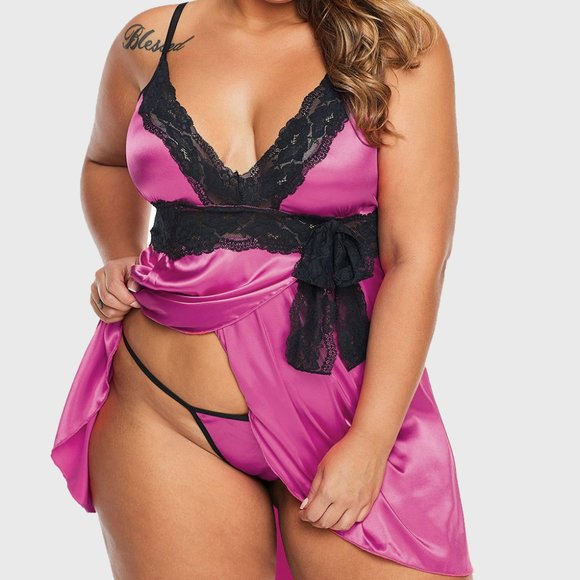 Unbranded Other - Rose Lace V Neckline Plus Size Babydoll